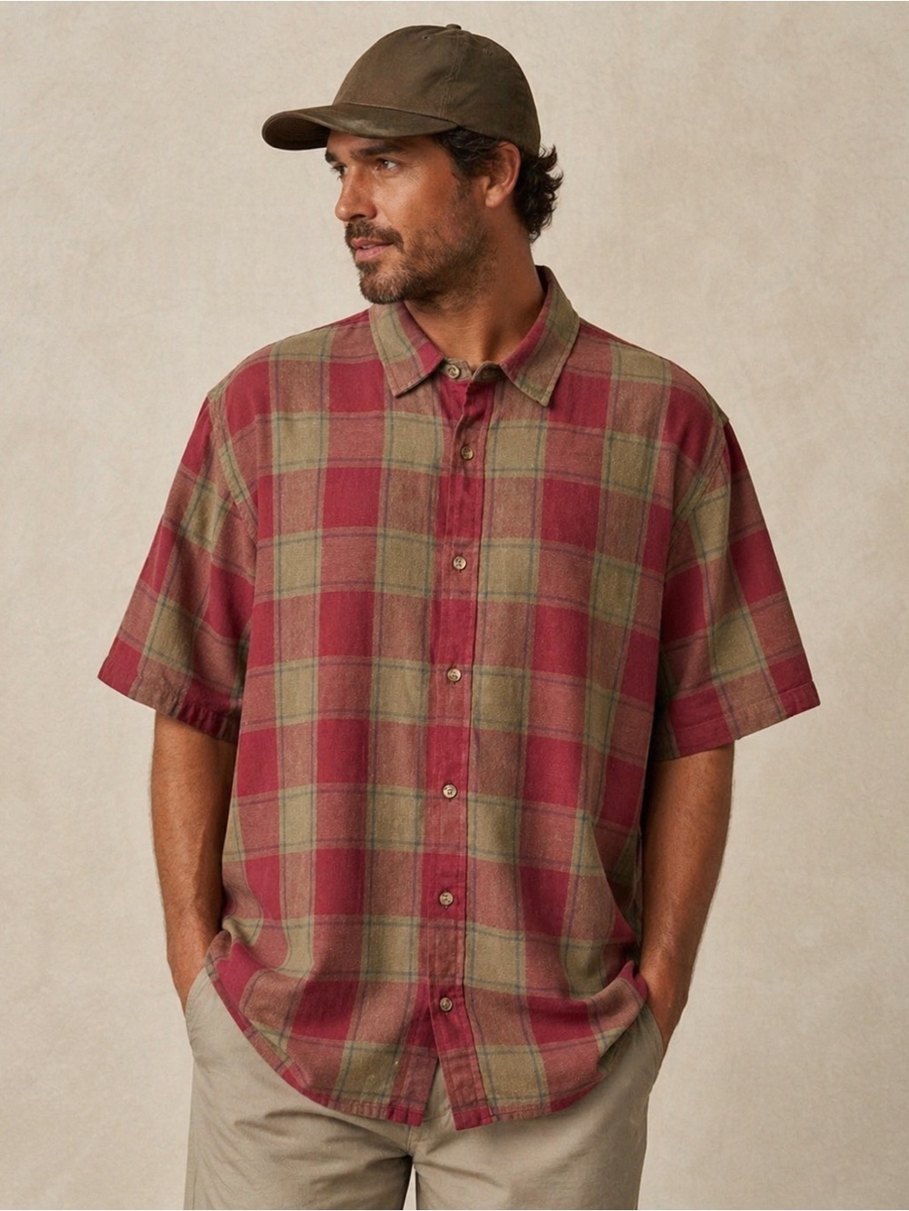 Brixton | Cru Linen Blend Plaid Shirt | XXL | NWT
